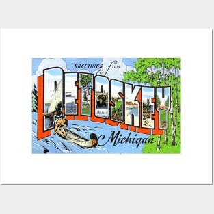 Greetings from Petoskey, Michigan - Vintage Large Letter Postcard Posters and Art